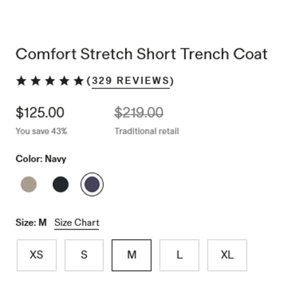 Quince Women Comfort Stretch Short Trench Coat Size M NWT - Picture 7 of 7